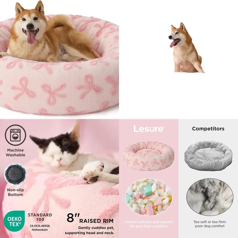 Plush Round Pet Bed - 36" Pink Taffy
