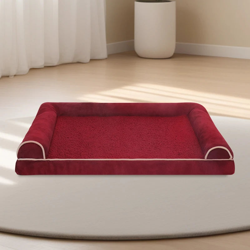 1 extra large sponge dog bed with removable lid, comfortable raised edges, suitable for large cats and dogs, all seasons