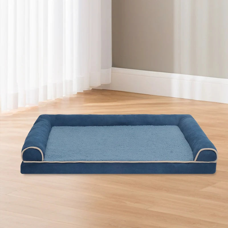 1 extra large sponge dog bed with removable lid, comfortable raised edges, suitable for large cats and dogs, all seasons