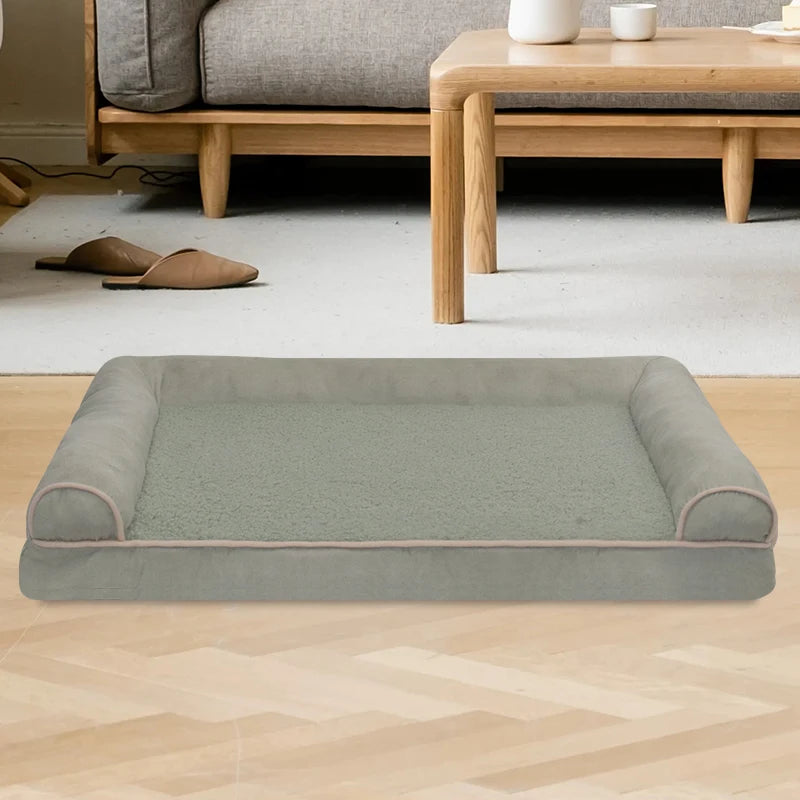 1 extra large sponge dog bed with removable lid, comfortable raised edges, suitable for large cats and dogs, all seasons