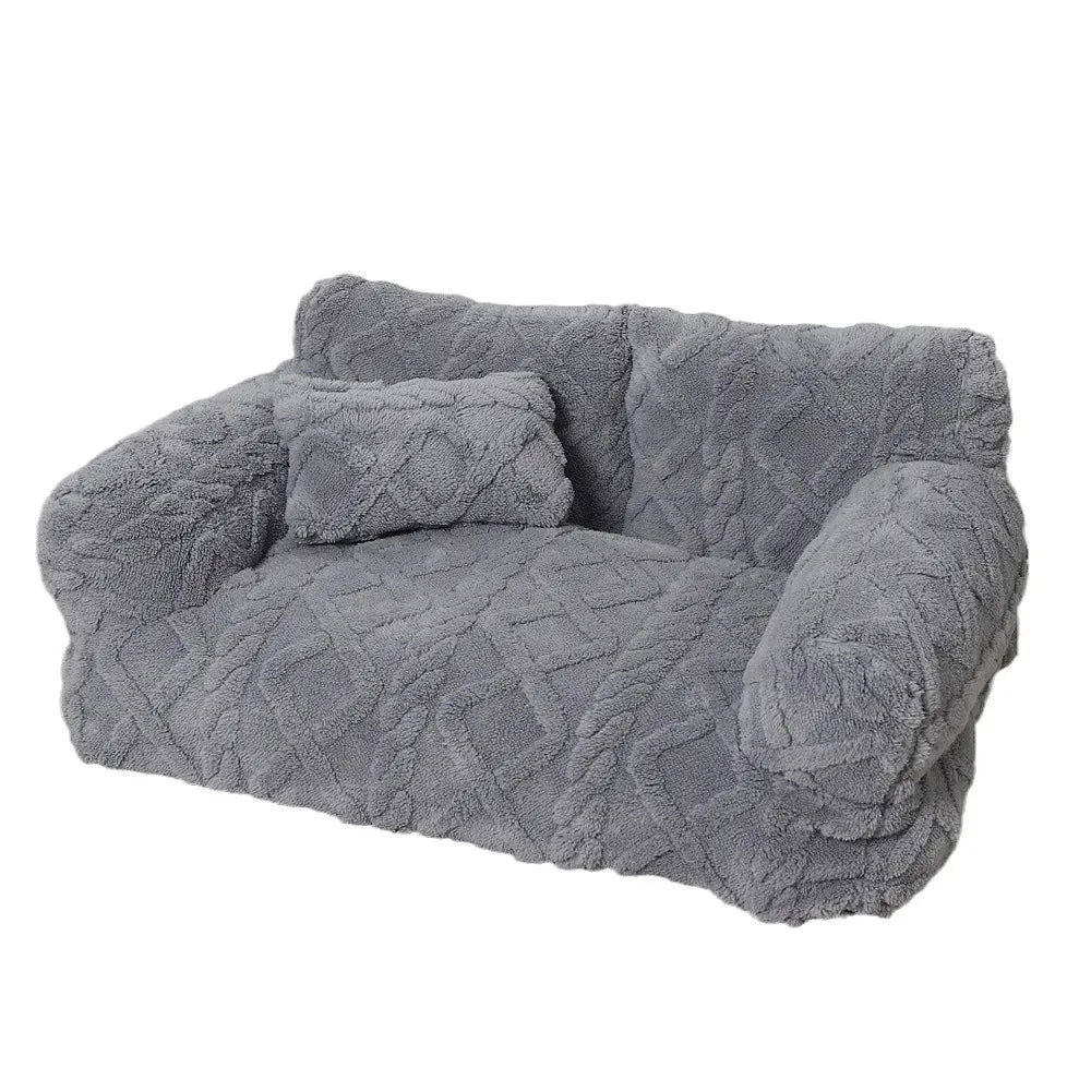 Plush Pet Sofa Bed - Extra Thick Winter Warmth Large Detachable Washable Dog Cat Cover Pet Sofa Nest Pet Supplies