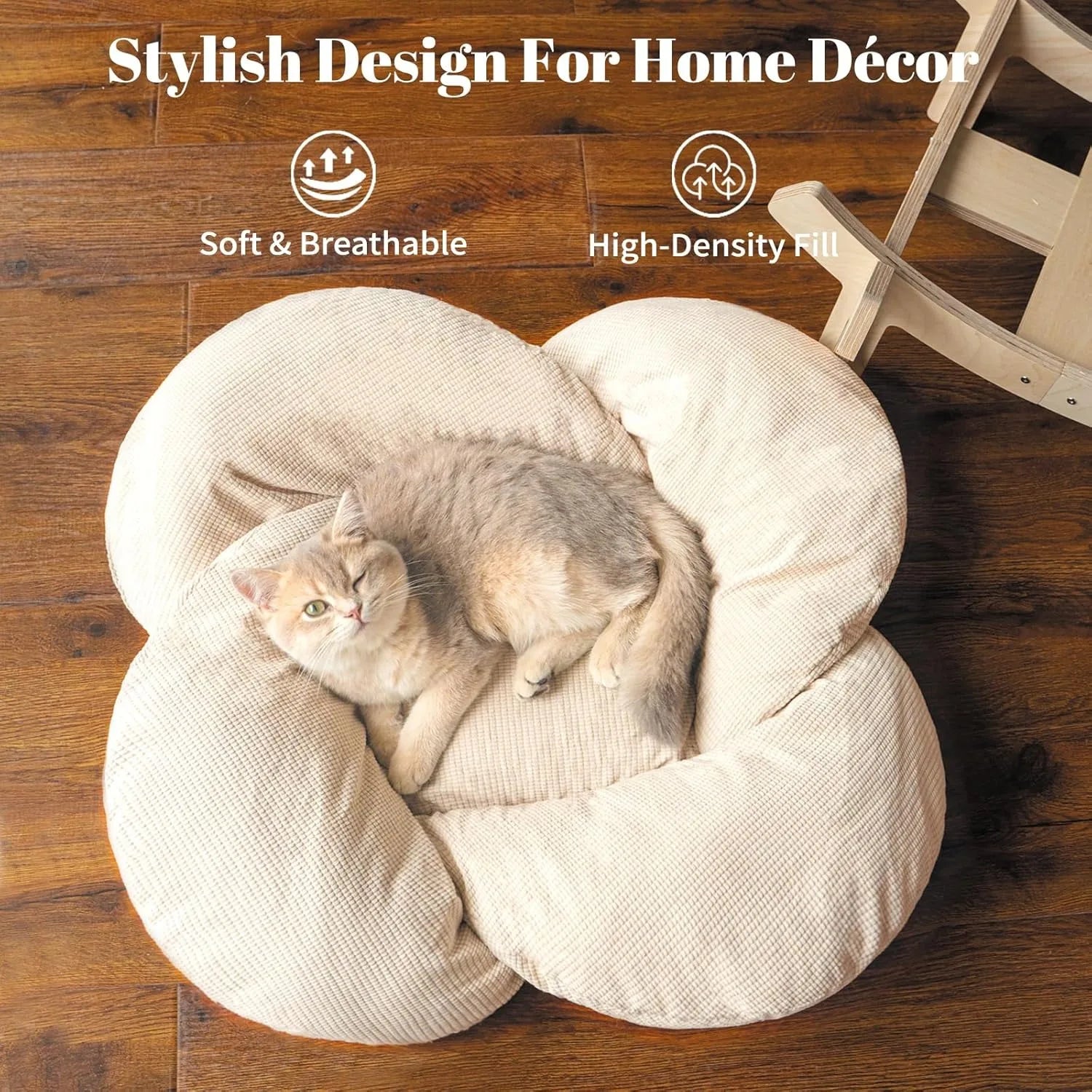 Wooden Cat Lounger with Soft Cushion