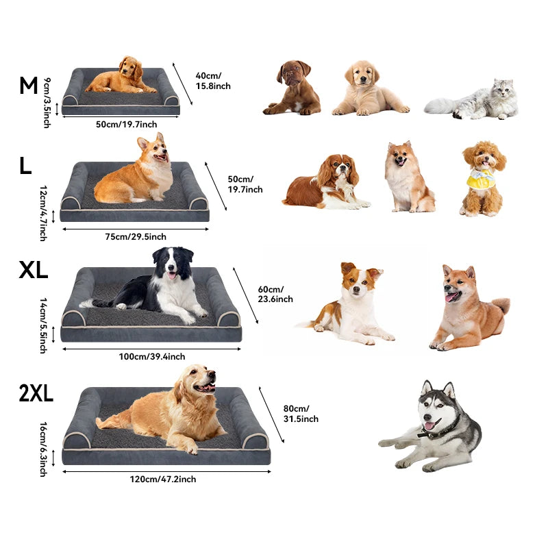 1 extra large sponge dog bed with removable lid, comfortable raised edges, suitable for large cats and dogs, all seasons