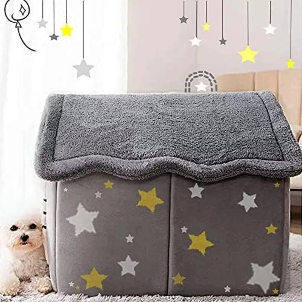 Dog House Indoor Memory Sponge, Foldable Dog House Kennel Bed Mat with Cushion for Small Medium Large Dogs Cats, Winter Warm Cat