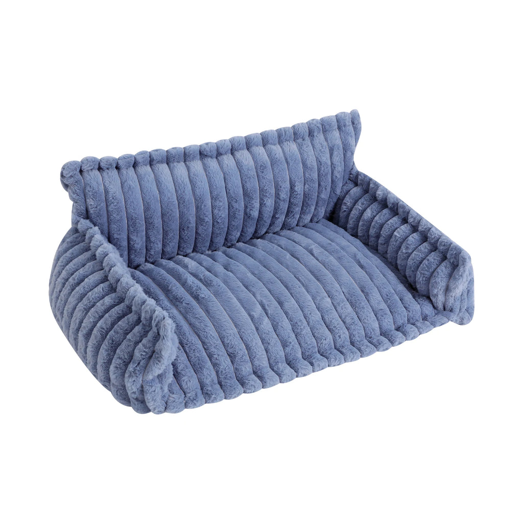 Fluffy Pet Couch Bed with Removable Washable Cover, Soft Rabbit Plush Cat Dog Bed, Pink Couch for Small Pets L Size